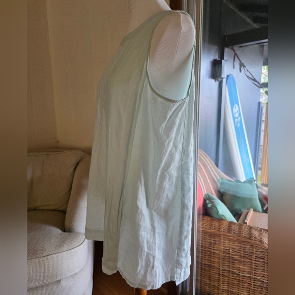 Women's Sleeveless LINEN Tunic Top - Light AQUA by PURE JILL size L - Picture 10 of 10